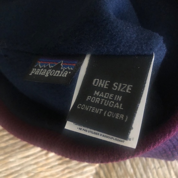 PATAGONIA VINTAGE SKI HAT OS MAROON/NAVY WOOL SYNCHILLA LINING PERFECT - Picture 3 of 3